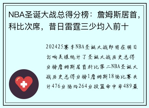NBA圣诞大战总得分榜：詹姆斯居首，科比次席，昔日雷霆三少均入前十